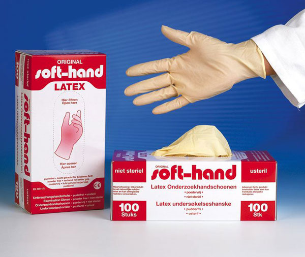 SOFTHAND LATEX, vyšetřovací rukavice latexové nepudrované, X-MALÉ, 100 ks