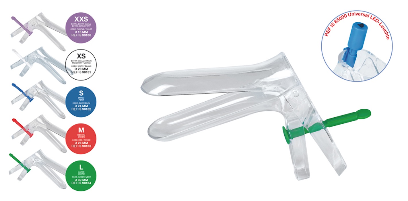 CUSCO PLUS, sterilní plastové zrcadlo, šířka 20 mm (extra small, bílá), zarážka, 100 ks