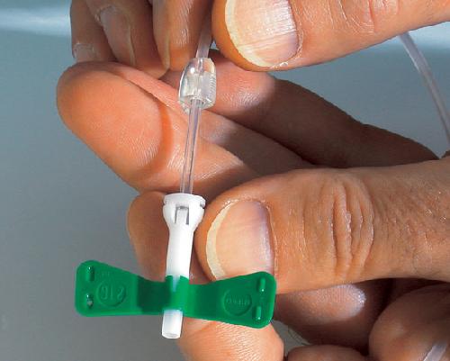 SAFE TOUCH, bezpečná křídlatá jehla, 0,8 x 20 mm, 21G, zelená